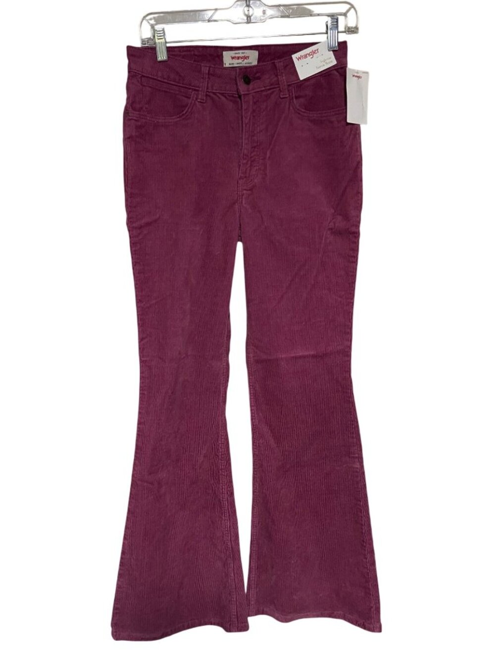 Wrangler Womens High Rise Fierce Flare Corduroy Pants Magenta Womens 4 W28 L32
